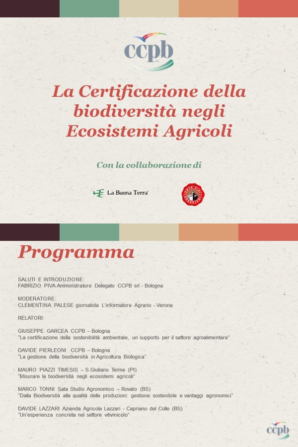 La Certificazione della biodiversità negli Ecosistemi Agricoli.